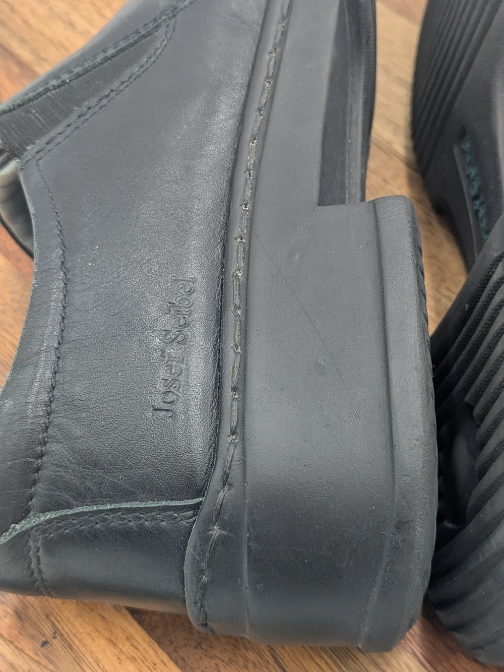 Josef Seibel Black Leather Front Zip Comfort Shoes Size 40